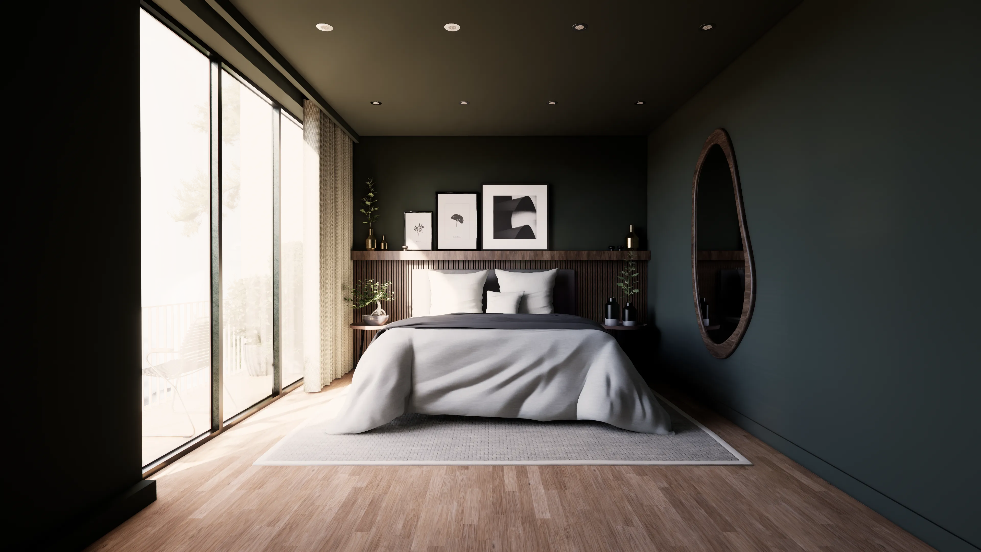 Forest Green and Dark Oak Bedroom