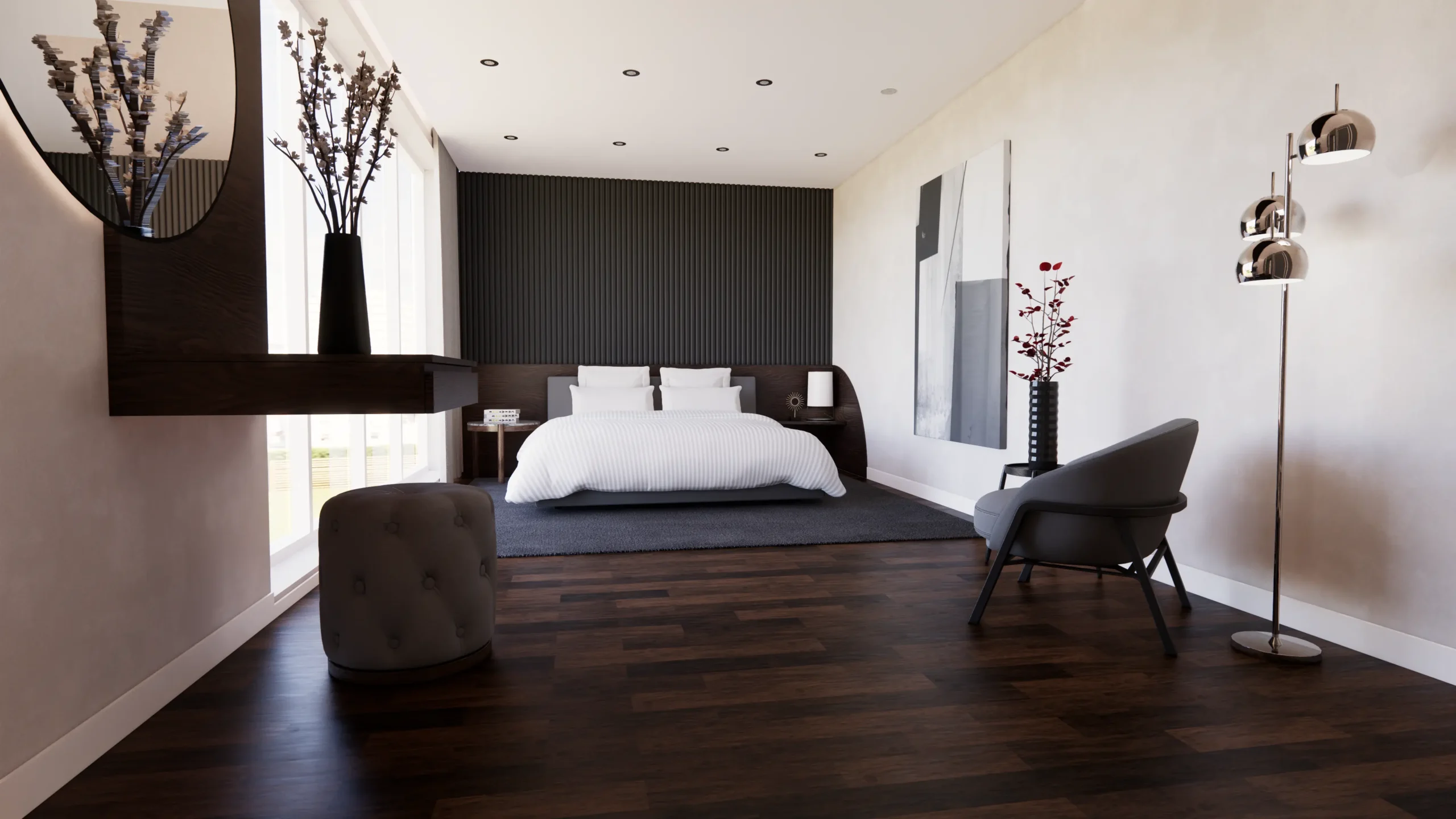 Dark Back Wall Panel_Dark Oak Bedframe_Bedroom_1