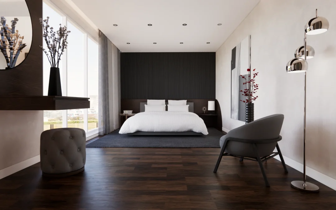 Dark Wall and Smoked Oak Bedframe