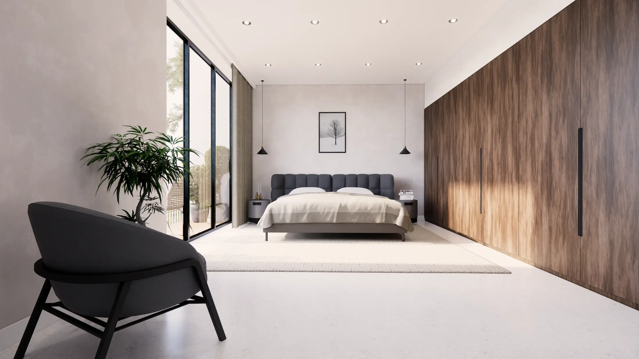 Minimalistic Dark Oak Bedroom