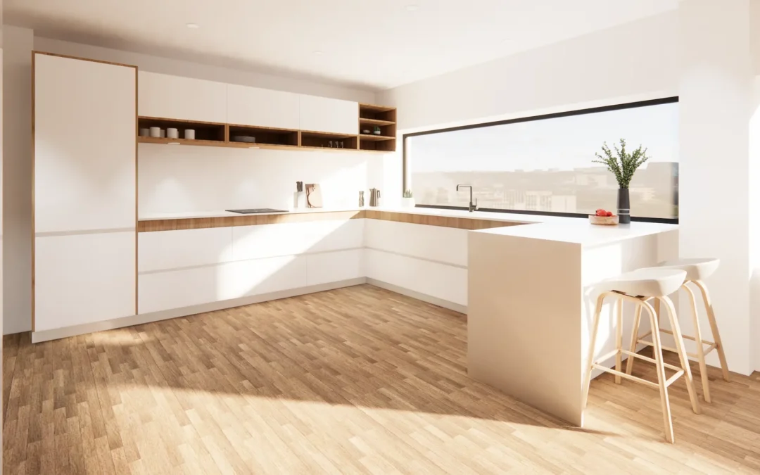 White Kitchen with Light Oak Details
